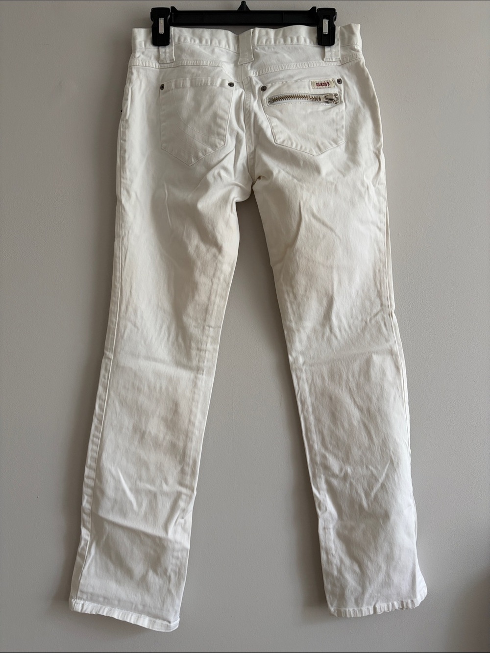 Guess Cream Straight Leg Pants with Zip Pockets - Picture 2 of 5